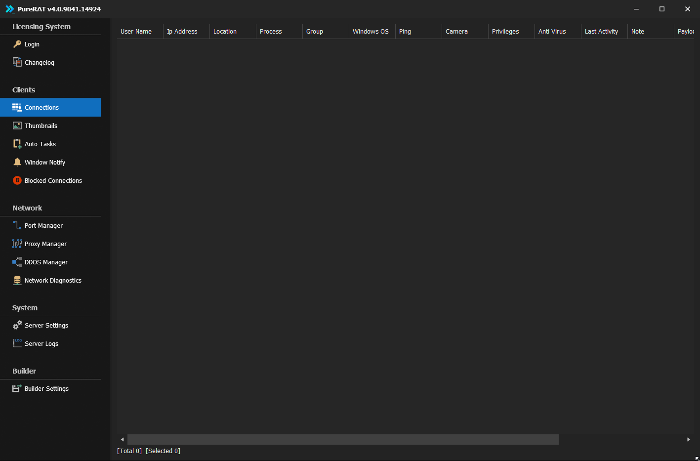 PureRAT Interface